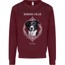 A Decorative Border Collie Mens Sweatshirt Jumper Maroon