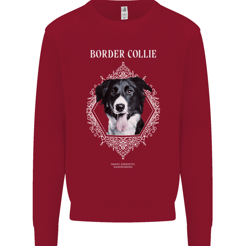 A Decorative Border Collie Mens Sweatshirt Jumper Red