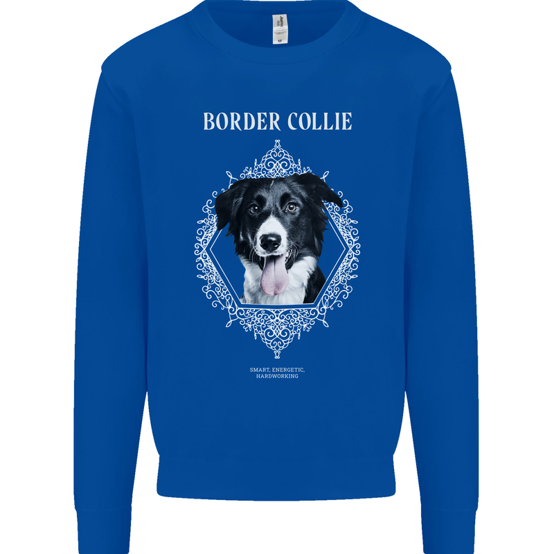 A Decorative Border Collie Mens Sweatshirt Jumper Royal Blue