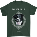 A Decorative Border Collie Mens T-Shirt 100% Cotton Forest Green