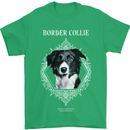 A Decorative Border Collie Mens T-Shirt 100% Cotton Irish Green