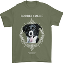 A Decorative Border Collie Mens T-Shirt 100% Cotton Military Green