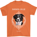 A Decorative Border Collie Mens T-Shirt 100% Cotton Orange