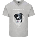 A Decorative Border Collie Mens V-Neck Cotton T-Shirt Sports Grey
