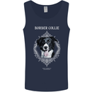 A Decorative Border Collie Mens Vest Tank Top Navy Blue