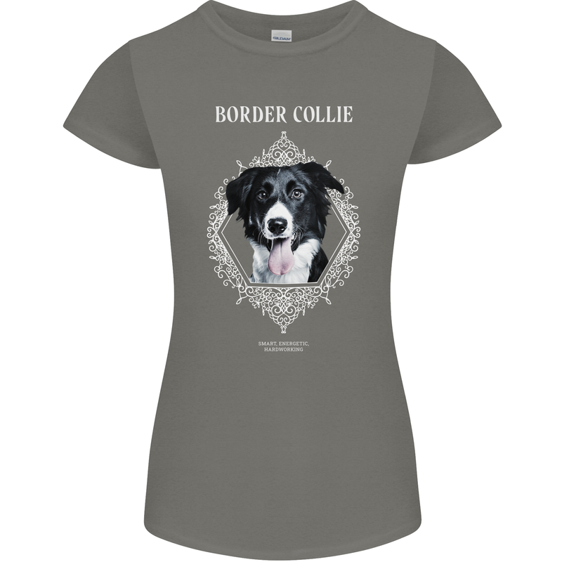 A Decorative Border Collie Womens Petite Cut T-Shirt Charcoal