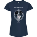 A Decorative Border Collie Womens Petite Cut T-Shirt Navy Blue
