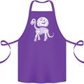 A Dinosaur Skeleton With a Full Moon Halloween Cotton Apron 100% Organic Purple