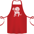 A Dinosaur Skeleton With a Full Moon Halloween Cotton Apron 100% Organic Red