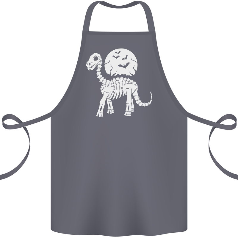 A Dinosaur Skeleton With a Full Moon Halloween Cotton Apron 100% Organic Steel