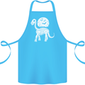 A Dinosaur Skeleton With a Full Moon Halloween Cotton Apron 100% Organic Turquoise