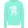 A Dinosaur Skeleton With a Full Moon Halloween Kids Sweatshirt Jumper Peppermint
