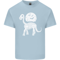 A Dinosaur Skeleton With a Full Moon Halloween Kids T-Shirt Childrens Light Blue