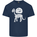 A Dinosaur Skeleton With a Full Moon Halloween Kids T-Shirt Childrens Navy Blue