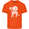 A Dinosaur Skeleton With a Full Moon Halloween Kids T-Shirt Childrens Orange
