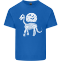 A Dinosaur Skeleton With a Full Moon Halloween Kids T-Shirt Childrens Royal Blue