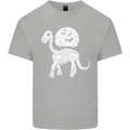 A Dinosaur Skeleton With a Full Moon Halloween Kids T-Shirt Childrens Sports Grey