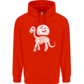 A Dinosaur Skeleton With a Full Moon Halloween Mens 80% Cotton Hoodie Bright Red