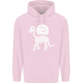 A Dinosaur Skeleton With a Full Moon Halloween Mens 80% Cotton Hoodie Light Pink