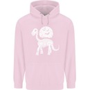 A Dinosaur Skeleton With a Full Moon Halloween Mens 80% Cotton Hoodie Light Pink