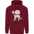 A Dinosaur Skeleton With a Full Moon Halloween Mens 80% Cotton Hoodie Maroon
