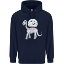 A Dinosaur Skeleton With a Full Moon Halloween Mens 80% Cotton Hoodie Navy Blue