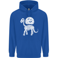 A Dinosaur Skeleton With a Full Moon Halloween Mens 80% Cotton Hoodie Royal Blue