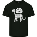 A Dinosaur Skeleton With a Full Moon Halloween Mens Cotton T-Shirt Tee Top Black