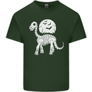 A Dinosaur Skeleton With a Full Moon Halloween Mens Cotton T-Shirt Tee Top Forest Green