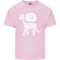 A Dinosaur Skeleton With a Full Moon Halloween Mens Cotton T-Shirt Tee Top Light Pink