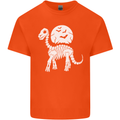 A Dinosaur Skeleton With a Full Moon Halloween Mens Cotton T-Shirt Tee Top Orange
