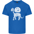 A Dinosaur Skeleton With a Full Moon Halloween Mens Cotton T-Shirt Tee Top Royal Blue