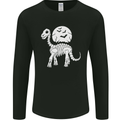 A Dinosaur Skeleton With a Full Moon Halloween Mens Long Sleeve T-Shirt Black