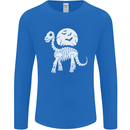 A Dinosaur Skeleton With a Full Moon Halloween Mens Long Sleeve T-Shirt Royal Blue
