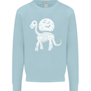 A Dinosaur Skeleton With a Full Moon Halloween Mens Sweatshirt Jumper Light Blue