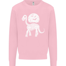A Dinosaur Skeleton With a Full Moon Halloween Mens Sweatshirt Jumper Light Pink