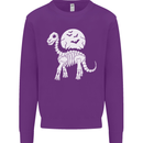 A Dinosaur Skeleton With a Full Moon Halloween Mens Sweatshirt Jumper Purple