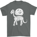 A Dinosaur Skeleton With a Full Moon Halloween Mens T-Shirt 100% Cotton Charcoal