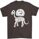 A Dinosaur Skeleton With a Full Moon Halloween Mens T-Shirt 100% Cotton Dark Chocolate