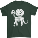 A Dinosaur Skeleton With a Full Moon Halloween Mens T-Shirt 100% Cotton Forest Green