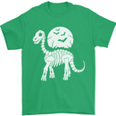 A Dinosaur Skeleton With a Full Moon Halloween Mens T-Shirt 100% Cotton Irish Green