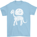 A Dinosaur Skeleton With a Full Moon Halloween Mens T-Shirt 100% Cotton Light Blue