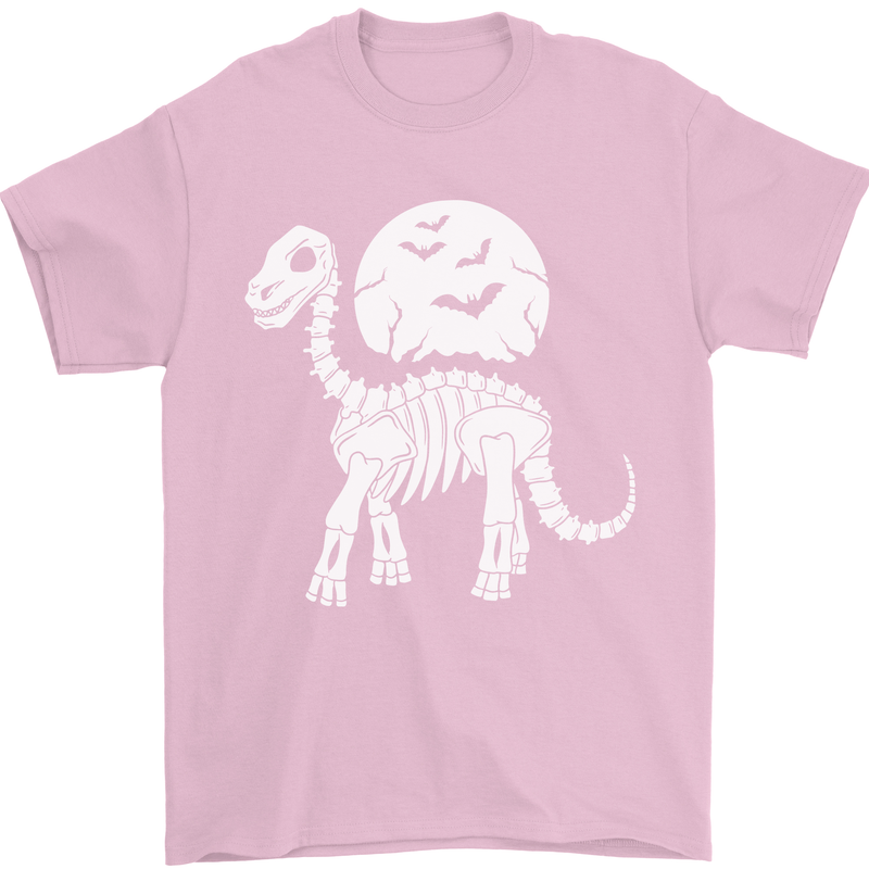 A Dinosaur Skeleton With a Full Moon Halloween Mens T-Shirt 100% Cotton Light Pink