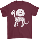 A Dinosaur Skeleton With a Full Moon Halloween Mens T-Shirt 100% Cotton Maroon