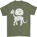 A Dinosaur Skeleton With a Full Moon Halloween Mens T-Shirt 100% Cotton Military Green