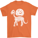 A Dinosaur Skeleton With a Full Moon Halloween Mens T-Shirt 100% Cotton Orange