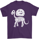 A Dinosaur Skeleton With a Full Moon Halloween Mens T-Shirt 100% Cotton Purple