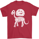 A Dinosaur Skeleton With a Full Moon Halloween Mens T-Shirt 100% Cotton Red