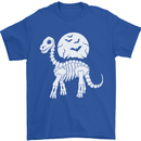 A Dinosaur Skeleton With a Full Moon Halloween Mens T-Shirt 100% Cotton Royal Blue