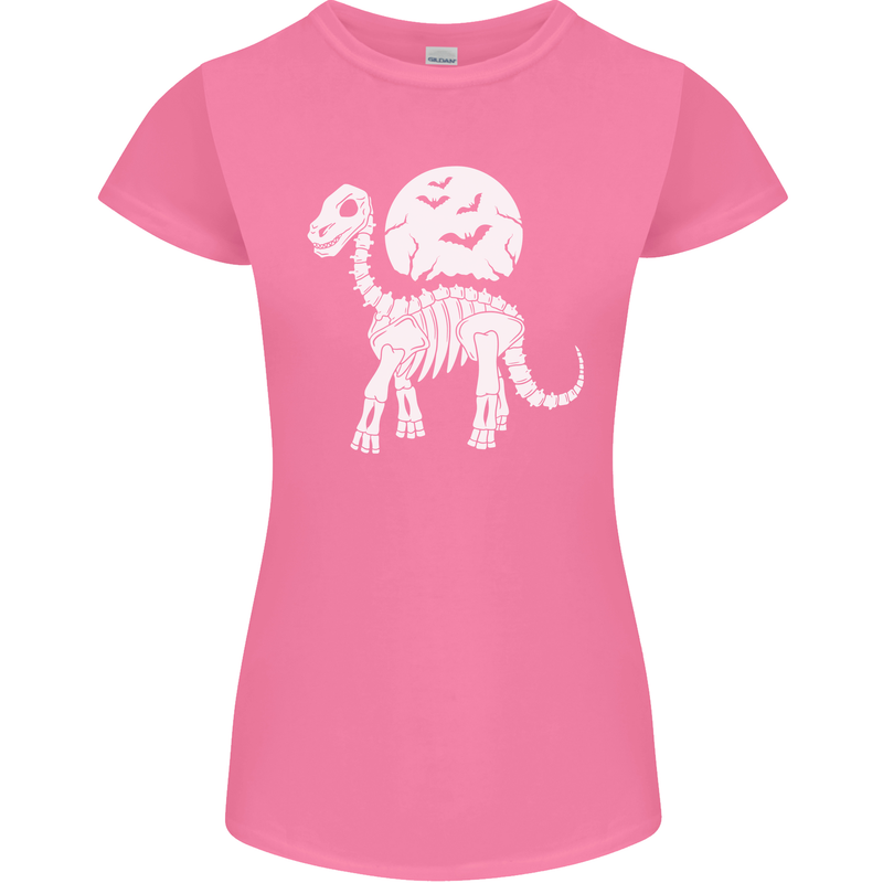 A Dinosaur Skeleton With a Full Moon Halloween Womens Petite Cut T-Shirt Azalea